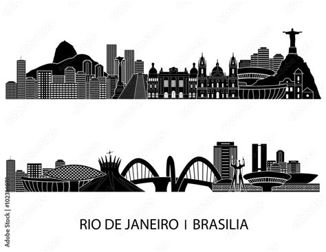 Vetor de Rio De Janeiro skyline detailed silhouette. Vector ...