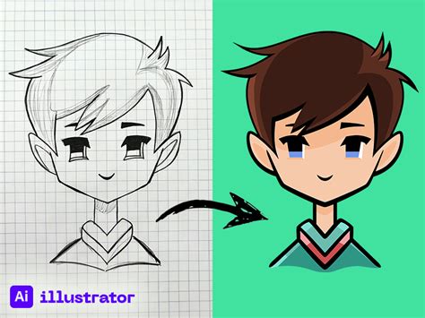 How to Draw Anime Cartoon Face in Adobe Illustrator by Alex Blogoodf on ...