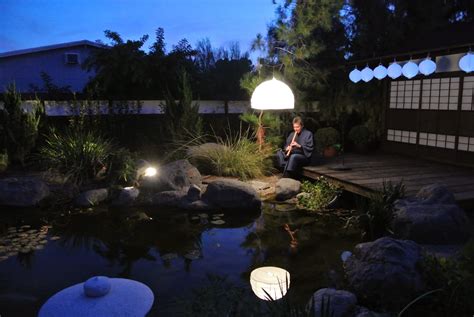 Ikebana in Desert: Yume Japanese Gardens of Tucson at night