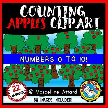 MATH CLIPART: COUNTING CLIPART: COUNTING APPLES CLIPART: APPLE THEME CLIPART