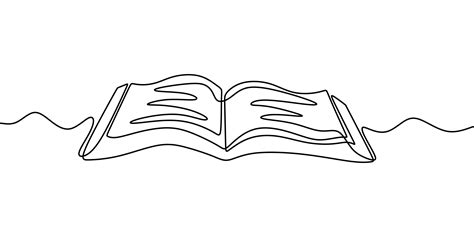 One line drawing, open book. Vector object illustration, minimalism hand drawn sketch design ...