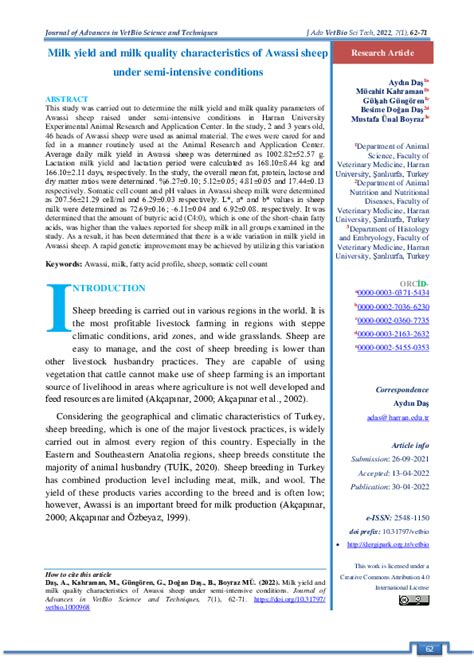 (PDF) Milk yield and milk quality characteristics of Awassi sheep under semi-ıntensive ...