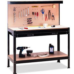 Garage workbench metal workshop table station steel workbench pegboard ...