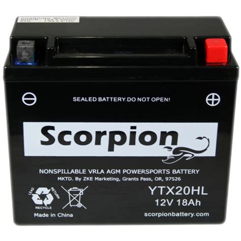 YTX20HL-BS Battery | Scorpion 12 Volt Motorcycle Batteries