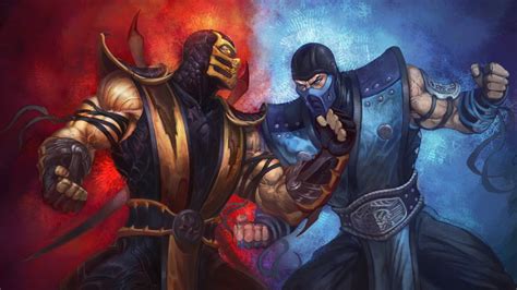 Download Mortal Kombat Scorpion Vs Sub Zero Realistic Fan Art Fighting Stance Wallpaper ...