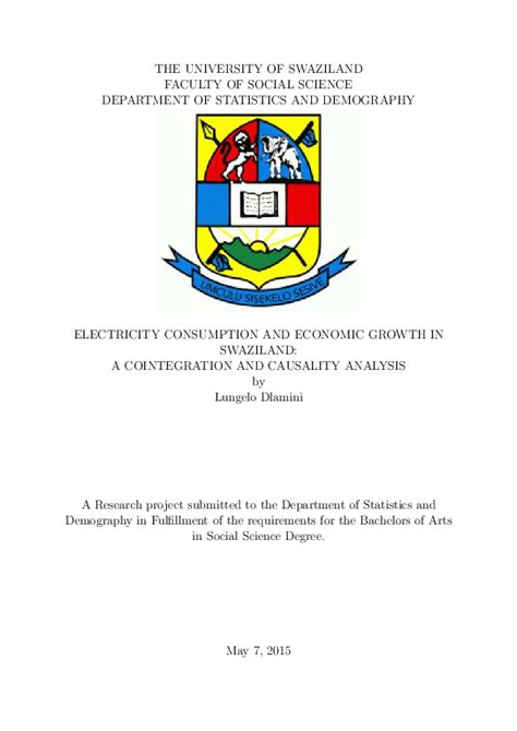 (PDF) THE UNIVERSITY OF SWAZILAND FACULTY OF SOCIAL SCIENCE DEPARTMENT ...