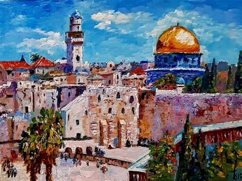 Israel Golden Dome painting Western wall Jerusalem canvas | Etsy ...