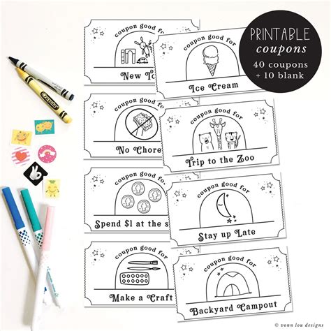 Kids Reward Coupons Printable Hand Illustrated Love - Etsy