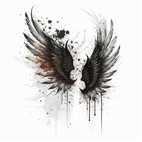 Wings Tattoo Design White Background PNG File Download High Resolution ...