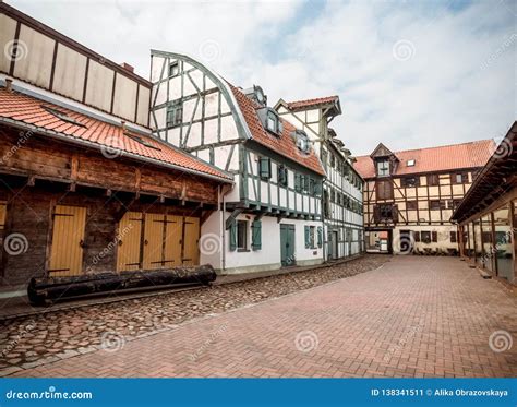 Old Houses in the Paved Street of the Old Town of Klaipeda, Lithuania ...