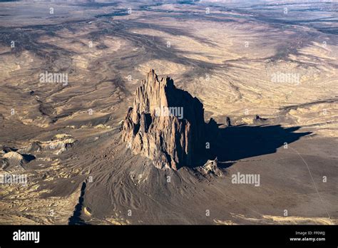 Aerial view of rock formations, Shiprock, New Mexico, United States ...