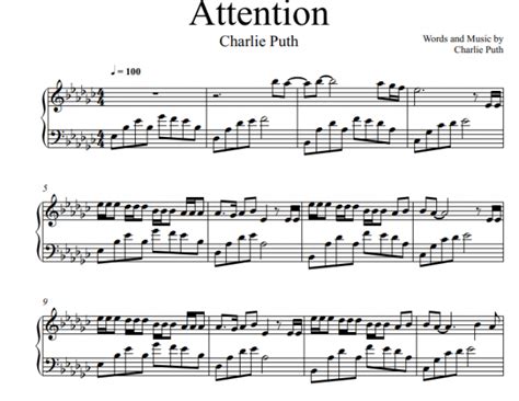 Charlie Puth - Attention Free Sheet Music PDF for Piano | The Piano Notes