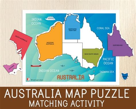 Australia Map Puzzle Matching Activity Australia States - Etsy