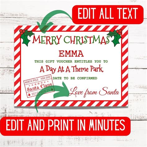 Christmas Gift Voucher Template : Editable Voucher Christmas - Etsy