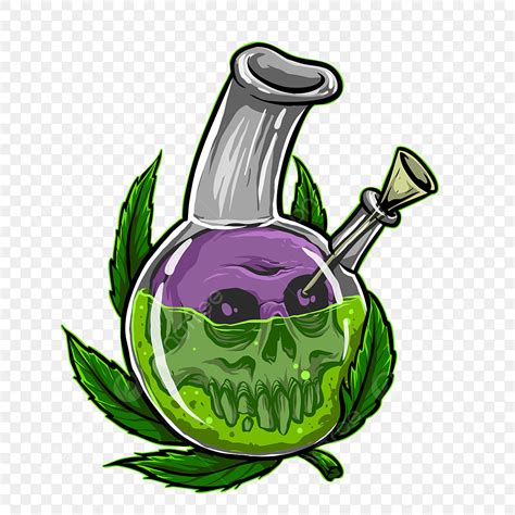 Marijuana Bong Clipart Hd PNG, Skull In The Bong With Marijuana Leaf Vector Illustration ...