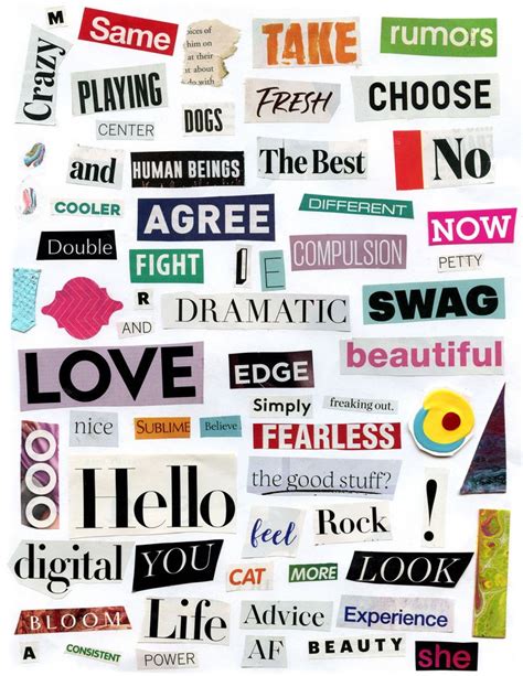 Free download ~ printable 8.5"x11" magazine words sheet for collage art ...