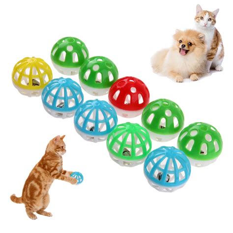 10/18 Pcs Colourful Pet Cat Kitten Play Balls With Jingle Lightweight Bell Pounce Chase Rattle ...