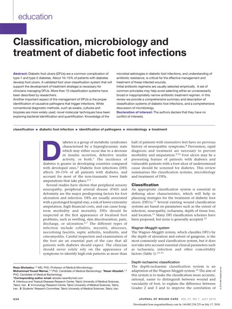 (PDF) Classification, microbiology and treatment of diabetic foot ...