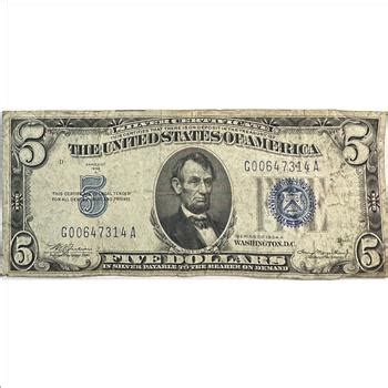 >1934A U.S. Five Dollar ($5) Silver Certificate Note - Blue Seal ...