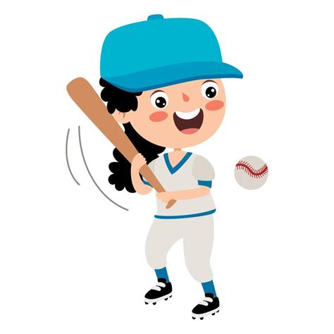 Cartoon Illustration Of A Kid Playing Baseball 10721756 Vector Art at ...