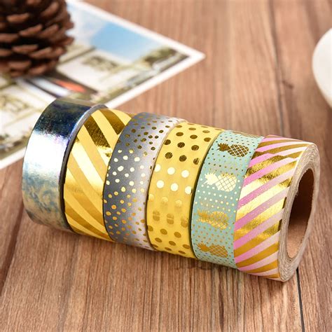 New designs gold foil washi tape for gift decorative box paper tape design G-in Office Adhesive ...