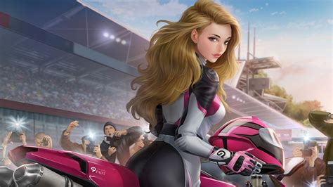 Girl On Racing Bike Wallpaper,HD Artist Wallpapers,4k Wallpapers,Images,Backgrounds,Photos and ...