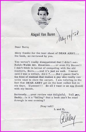 Dear Abby ABIGAIL VAN BUREN Typed Letter Signed 1958!