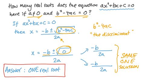 Question Video: Determining the Number of Real Roots of a Quadratic Equation Using the ...