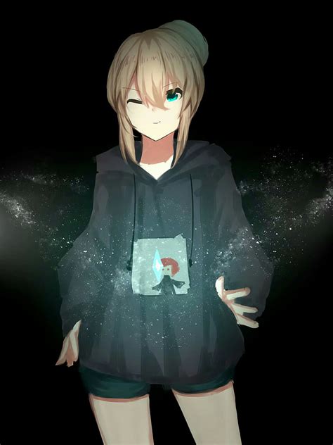 Girl, hoodie, anime, art, HD phone wallpaper | Peakpx