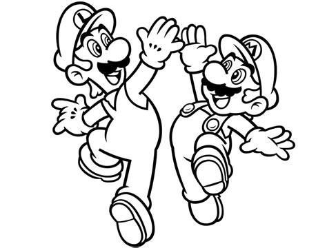 Mario And Luigi are high-five Coloring Page - Free Printable Coloring Pages