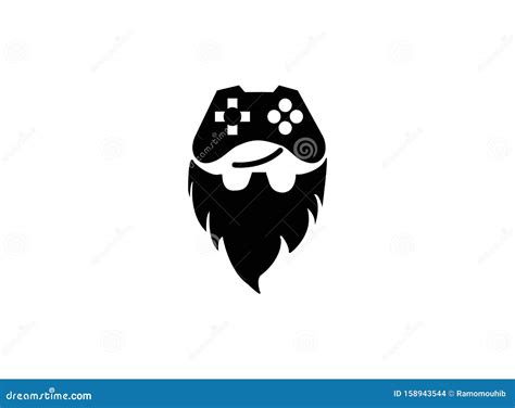 Console Gamer and Beard Smile Face Symbol Gaming Vector Play Games Logo Design Illustration on ...