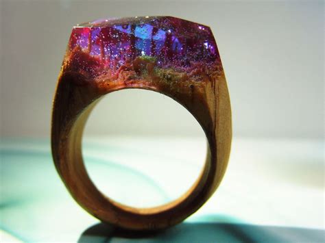 Ash wood ring "Сoral Reefs". Womens wooden ring. Wood ring resin. Wooden fashion jewelry. Like ...