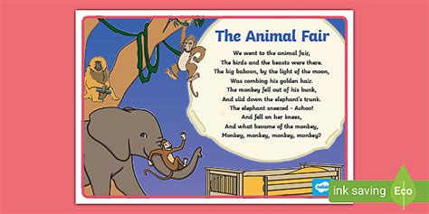 The Animal Fair Nursery Rhyme Poster | Kindergarten | Twinkl