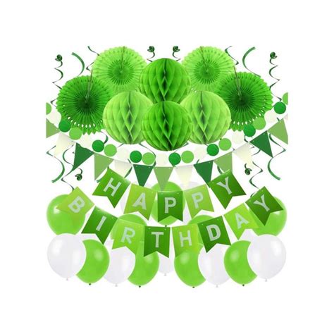 Green Birthday Decorations Kit, Green & White Happy Birthday Party Decorations, Bir… | Happy ...