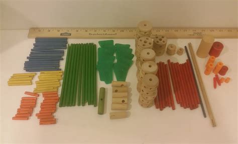 Vintage Tinker Toys, 149 pieces, #1369 made by Spalding, 1960's