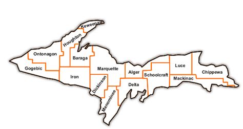 Upper Peninsula Counties Map