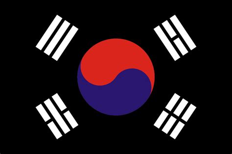 South Korean Flag - Black and White Colors Reversed. Inspired by /u/etymologynerd's North Korean ...