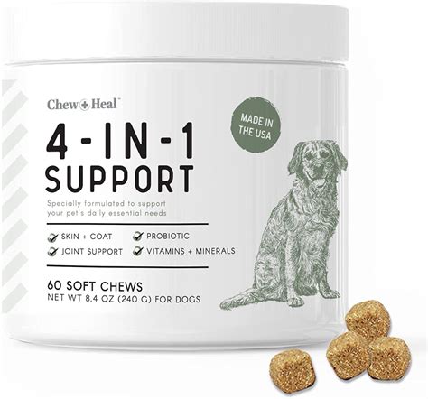 Chew + Heal All in 1 Dog Vitamin - 60 Soft Chew Treats for Dogs ...