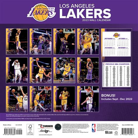 Los Angeles Lakers - 2023 Wall Calendar by The Lang Companies ...