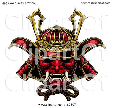 Samurai Mask Japanese Shogun Warrior Helmet by AtStockIllustration #1626071