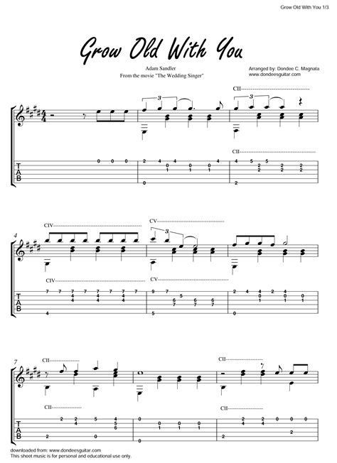 Grow Old With You Fingerstyle Tabs - Adam Sandler | Dondee's Guitar