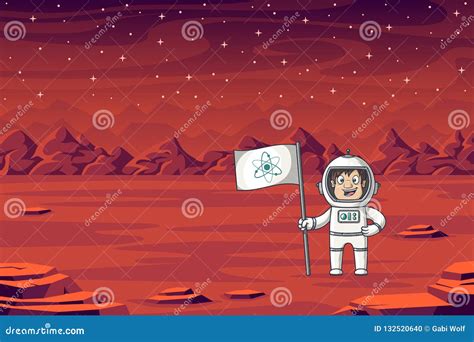 Astronaut with Flag stock vector. Illustration of scifi - 132520640