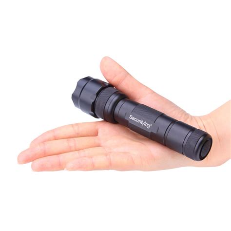 Black LED Flashlight T6 White Light Flashlight Water Resistant Torch with Adjustable Focus and 5 ...
