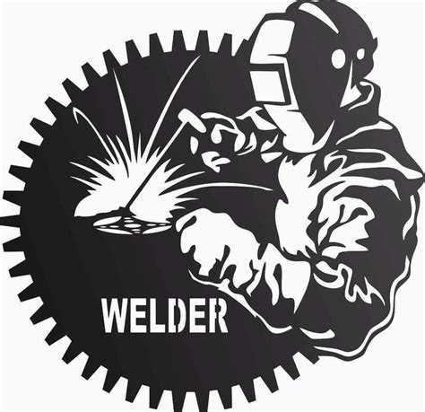 welder logo with an image of a man welding