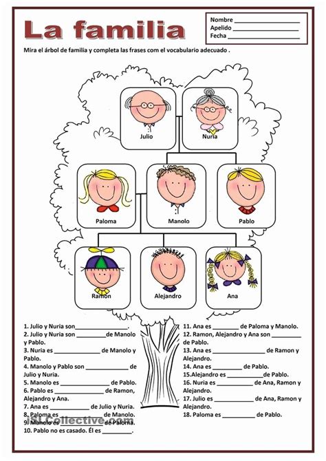 Spanish Family Tree Worksheet - Printable Word Searches