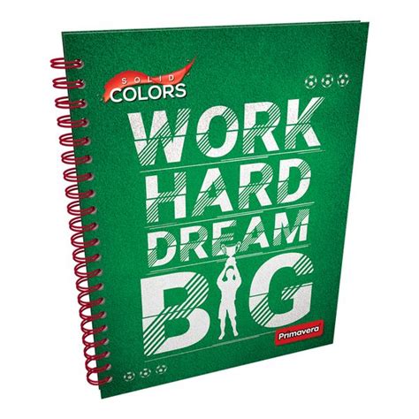 Cuaderno Argollado Pasta Dura Grande Solid Colors Work Hard Dream Big ...