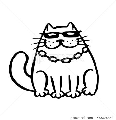 funny cartoon contour mafia cat. vector-插圖素材 [38869771] - PIXTA圖庫