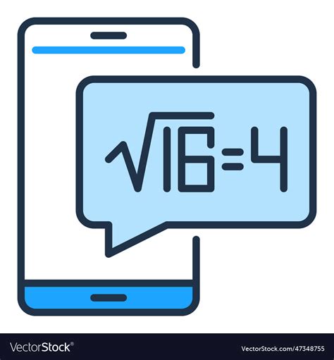 Square root of 16 on smartphone screen Royalty Free Vector