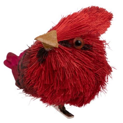 Northlight Set of 4 Red Cardinal Clip-On Sisal Christmas Bird Ornaments ...