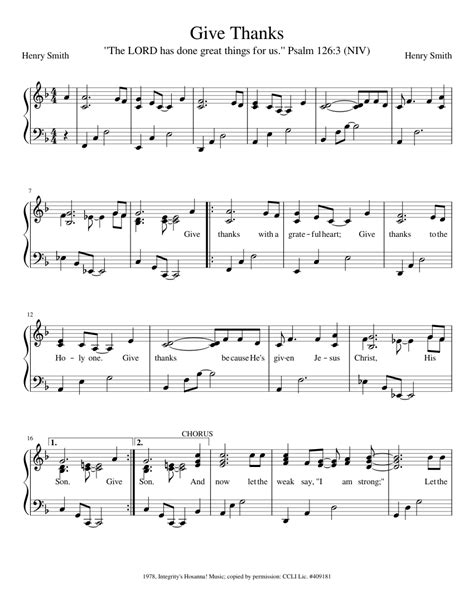 Give Thanks sheet music for Piano download free in PDF or MIDI